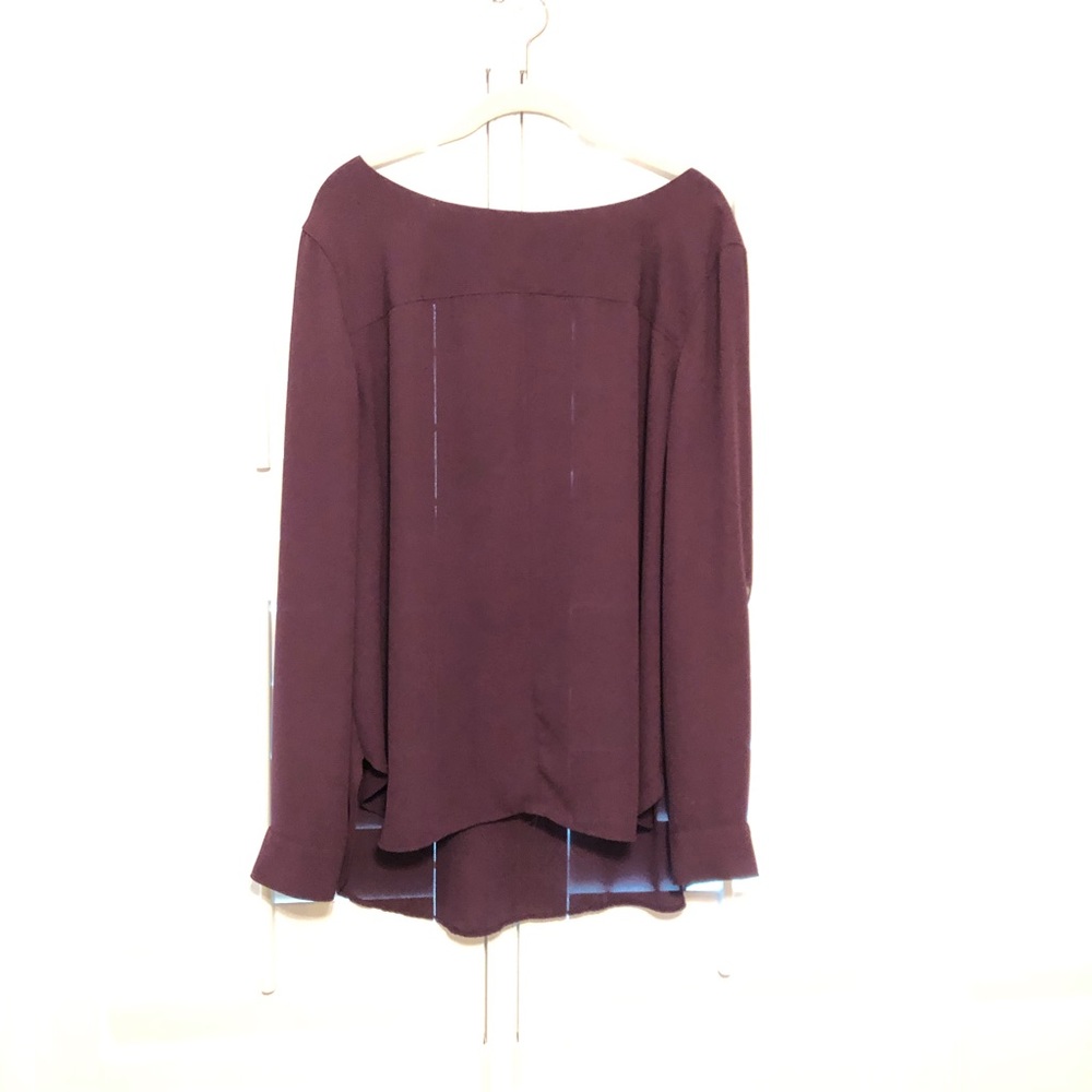 LOFT deep plum long/tab sleeve blouse (XL)